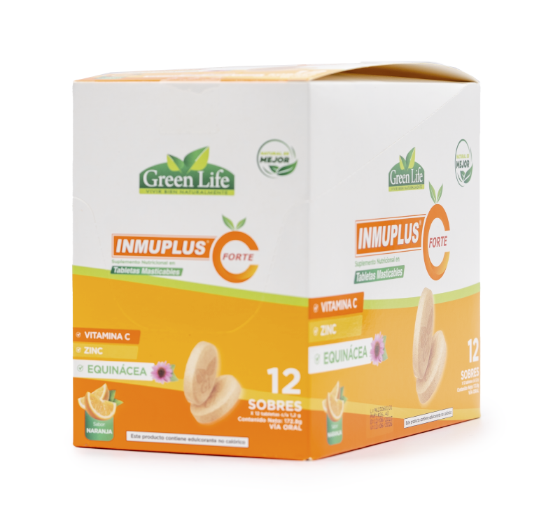 INMUPLUS TABLETAS MASTICABLES CAJA 12 SOBRES GREEN LIFE