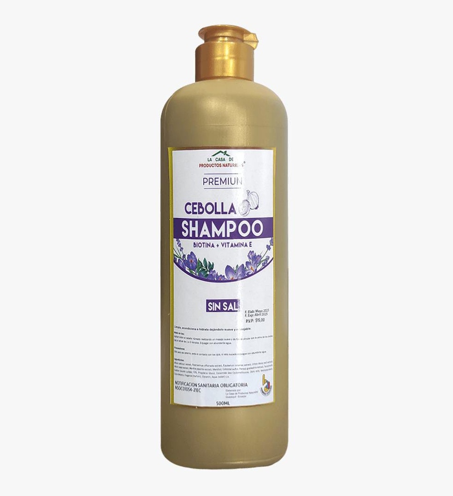 SHAMPOO CEBOLLA BIOTINA+VITAMINA E SIN SAL 500 ML