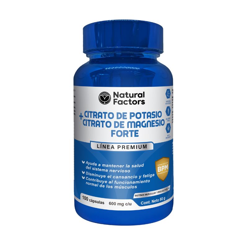 [NTF-0049] CITRATO DE POTASIO + CITRATO DE MAGNESIO 100 CAPSULAS 600 MG FACTORS