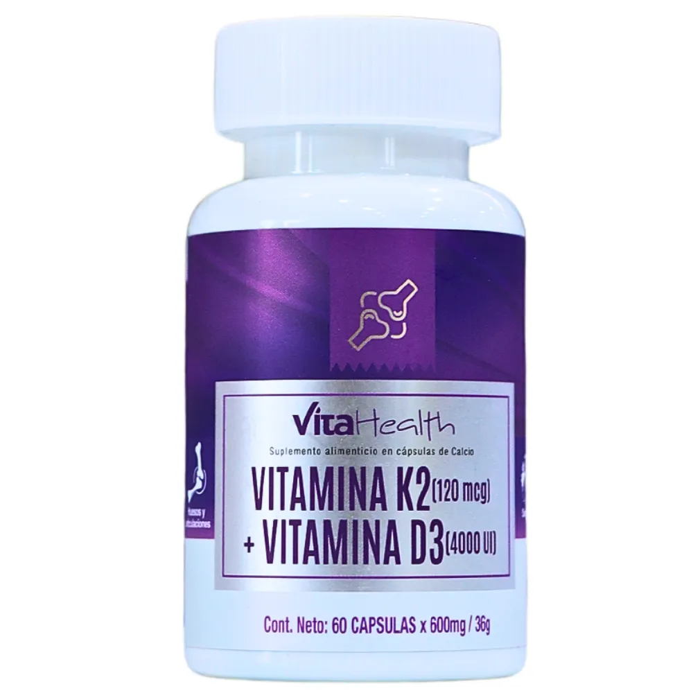 VITAMINA K2 + VITAMINA D3 60 CAPSULAS 600 MG VITAHEALTH