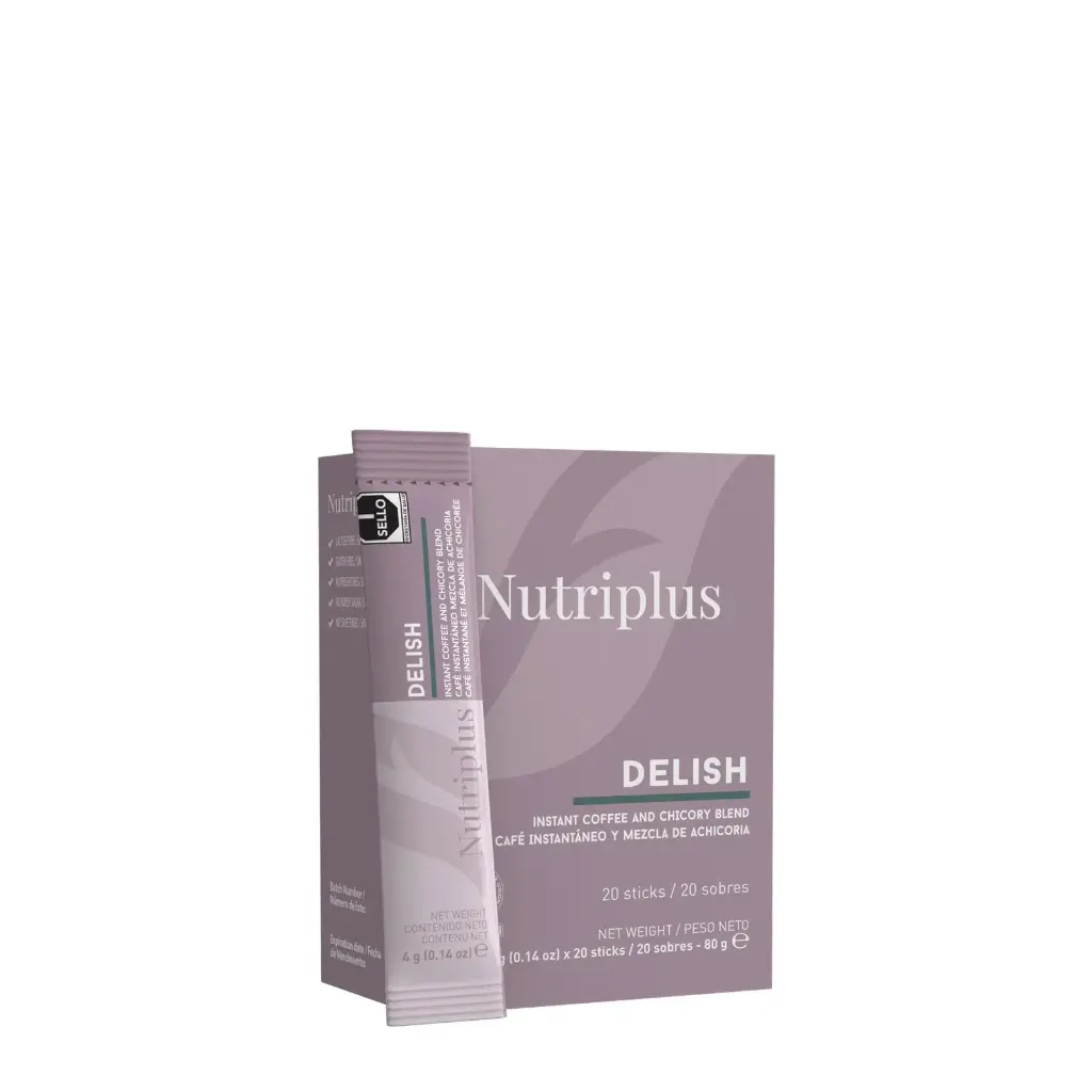 NUTRIPLUS DELISH - MEZCLA DE CAFE INSTANTANEO Y ACHICORIA 20 SOBRES 80 G