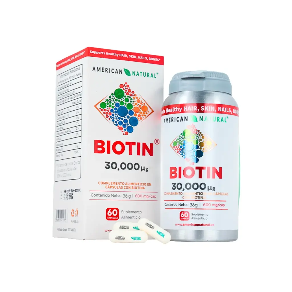 BIOTIN 30.000 UG 60 CAPSULAS 600 MG AMERICAN NATURAL