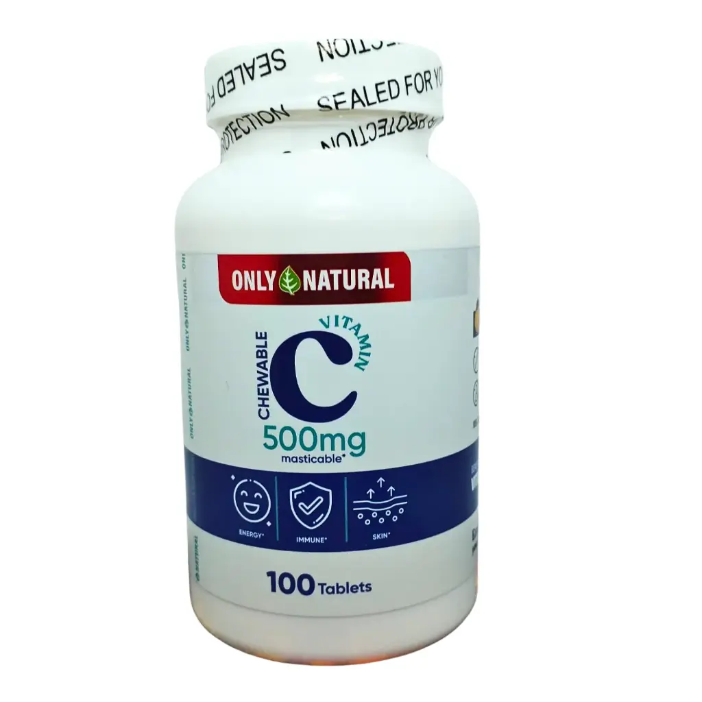 VITAMINA C MASTICABLE 100 TABLETAS 500 MG ONLY NATURAL