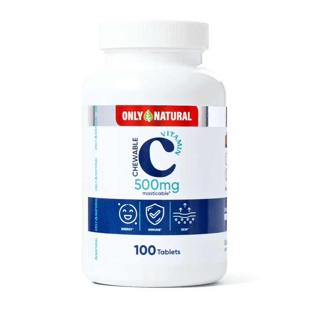 VITAMINA C MASTICABLE 100 TABLETAS 500 MG ONLY NATURAL