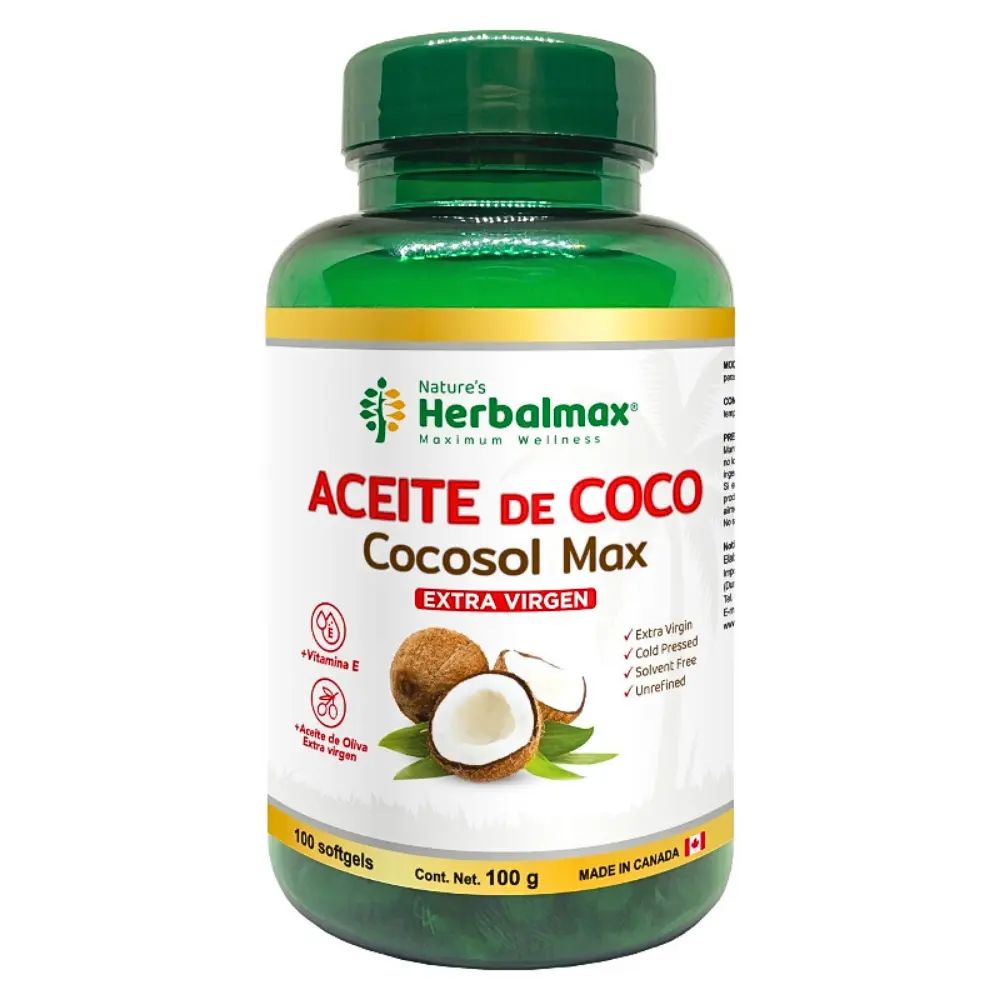 ACEITE DE COCO COCOSOL MAX 100 SOFTGELS 1500 MG HERBALMAX