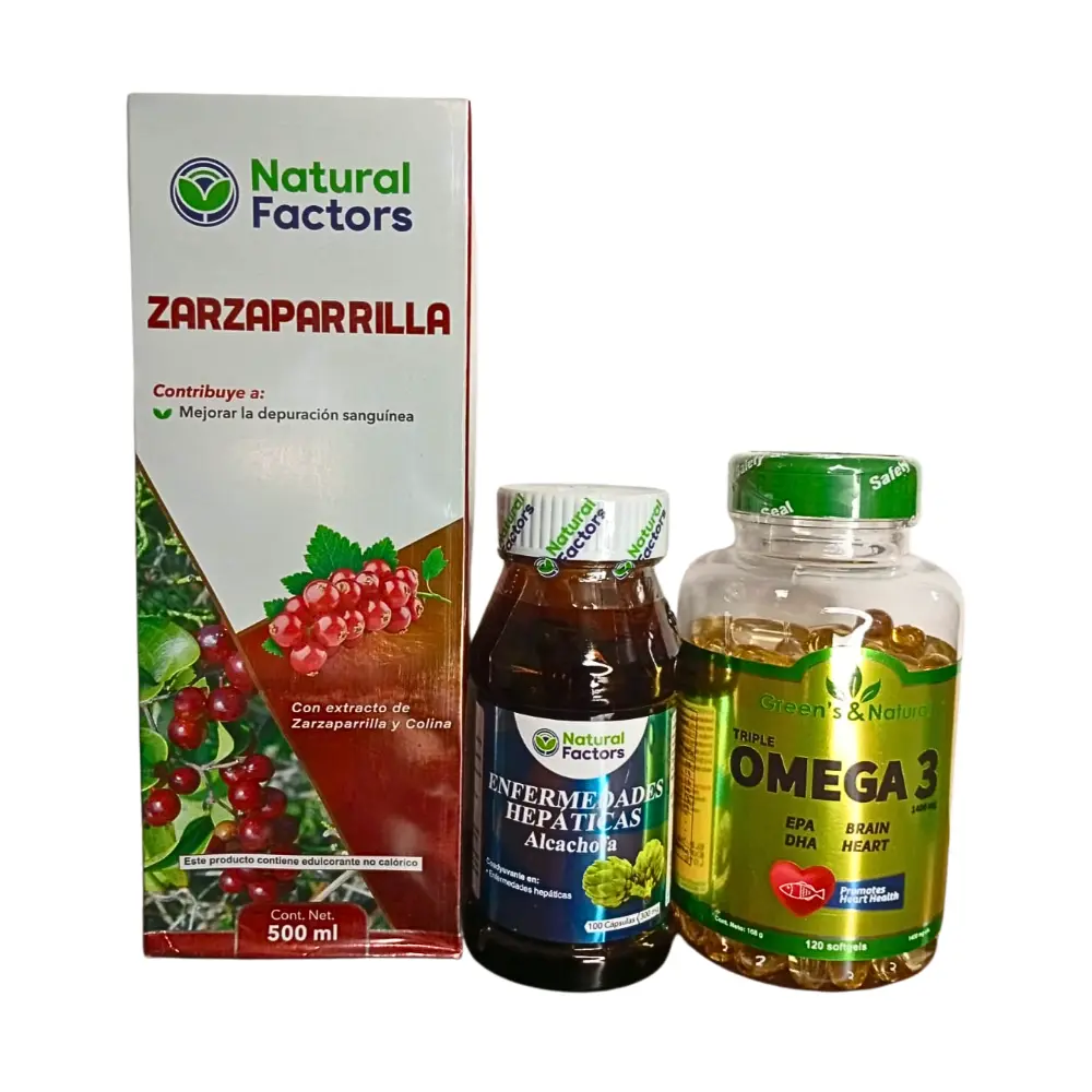 COMBO ADIOS TOXINAS ZARZAPARRILLA + ALCACHOFA + OMEGA 3