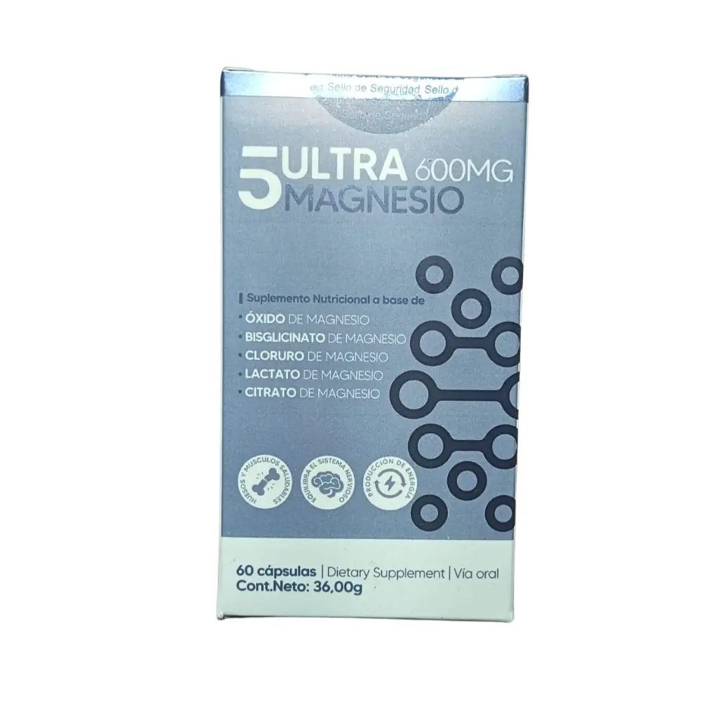 [VVF-0014] 5 ULTRA MAGNESIO 60 CAPSULAS 600 MG VIVIFY