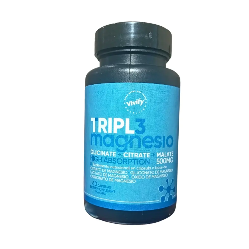 TRIPLE MAGNESIO GLICINATE + CITRATE + MALATE 60 CAPSULAS VIVIFY