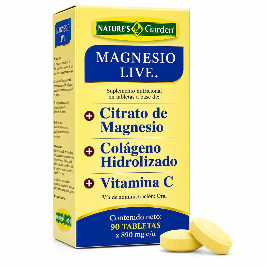 [NTG-0025] MAGNESIO LIVE 90 TABLETAS 890 MG GARDEN