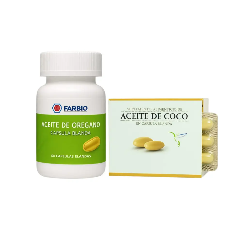 COMBO BYE BYE CANDIDA OREGANO Y ACEITE DE COCO 30 CAPSULAS