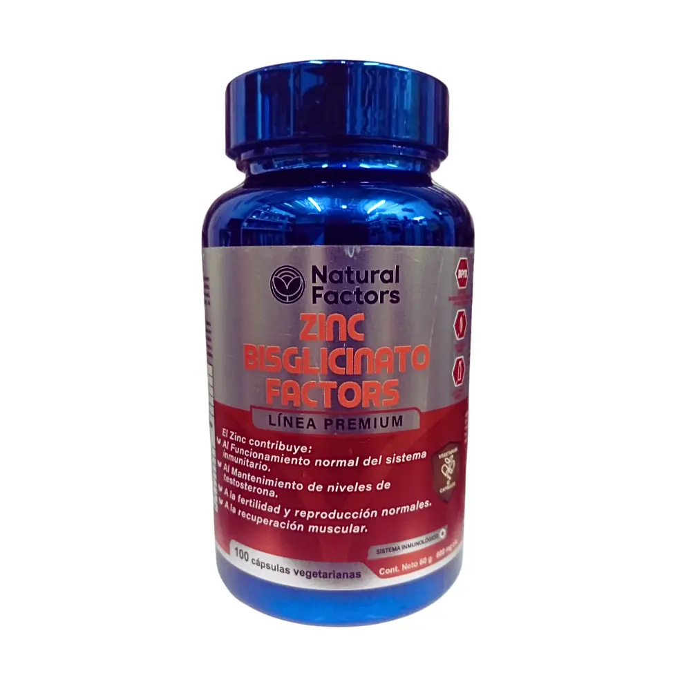 [NTF-0061] ZINC BISGLICINATO 100 CAPSULAS 600 MG FACTORS
