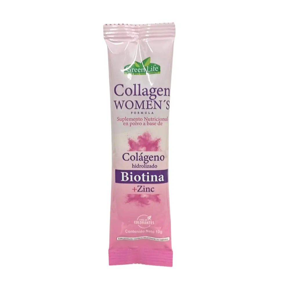 COLLAGEN WOMENS COLAGENO BIOTINA + ZINC SOBRE 10 G GREEN LIFE