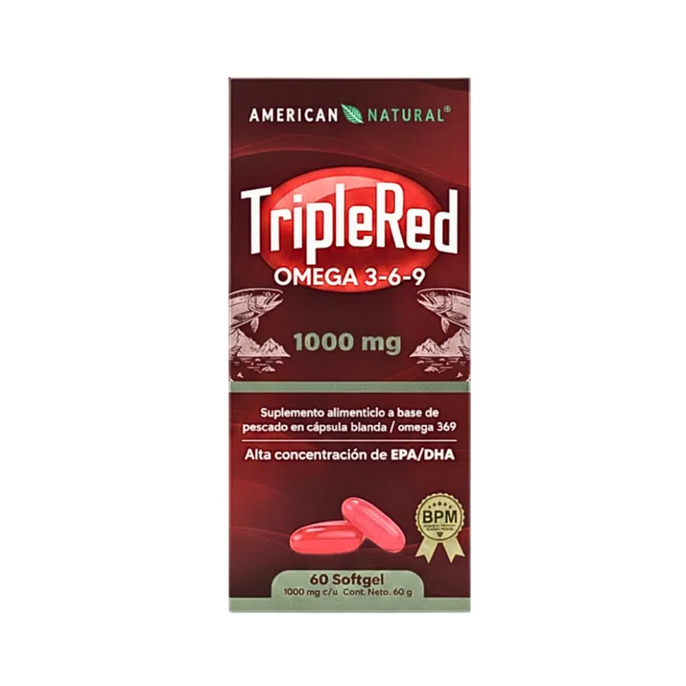 [AMN-0014] TRIPLE RED OMEGA 3.6.9 60 SOFTGELS 1000 MG AMERICAN NATURAL