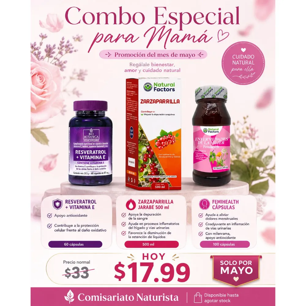 COMBO MAMA RESVERATROL + ZARZAPARRILLA + FEMIHEALTH