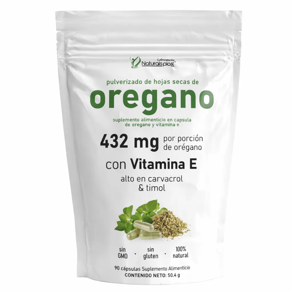 OREGANO CON VITAMINA E 90 CAPSULAS 432 MG NATURAL PLAST
