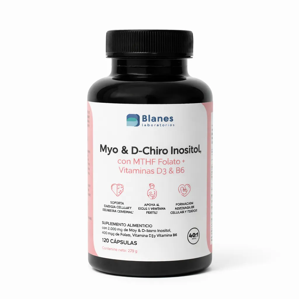 MYO & D-CHIRO INOSITOL CON MTHF FOLATO + VITAMINA D3 & B6 120 CAPSULAS BLANES