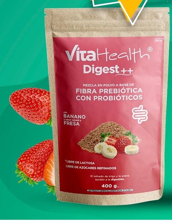DIGEST FIBRA FRESA Y BANANO FUNDA 400 G VITALHEALTH 