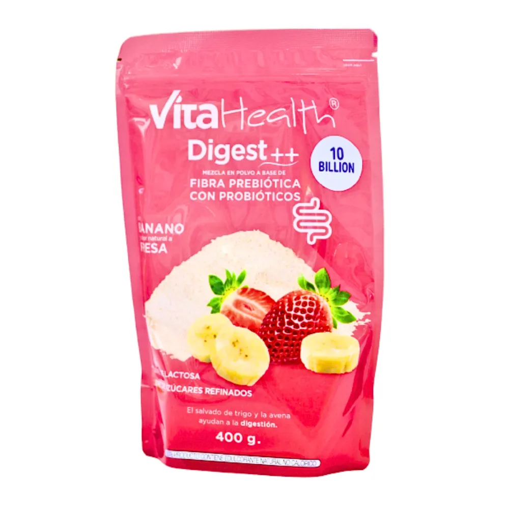 DIGEST FIBRA FRESA Y BANANO FUNDA 400 G VITALHEALTH 