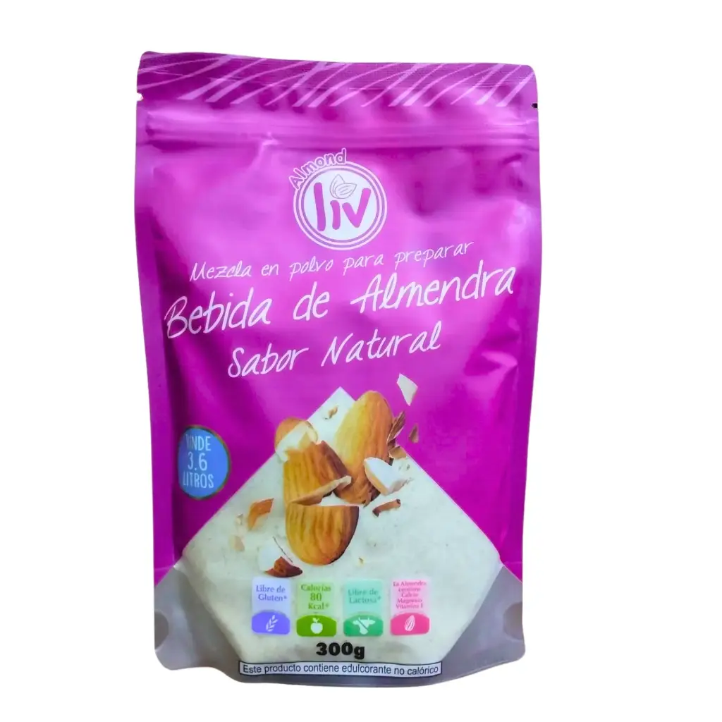 [LIV-0025] BEBIDA DE ALMENDRA POLVO SABOR NATURAL FUNDA 300 G LIV