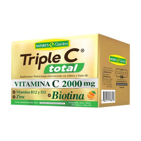 TRIPLE C TOTAL 20 SOBRES CON BIOTINA 200 MG GARDEN