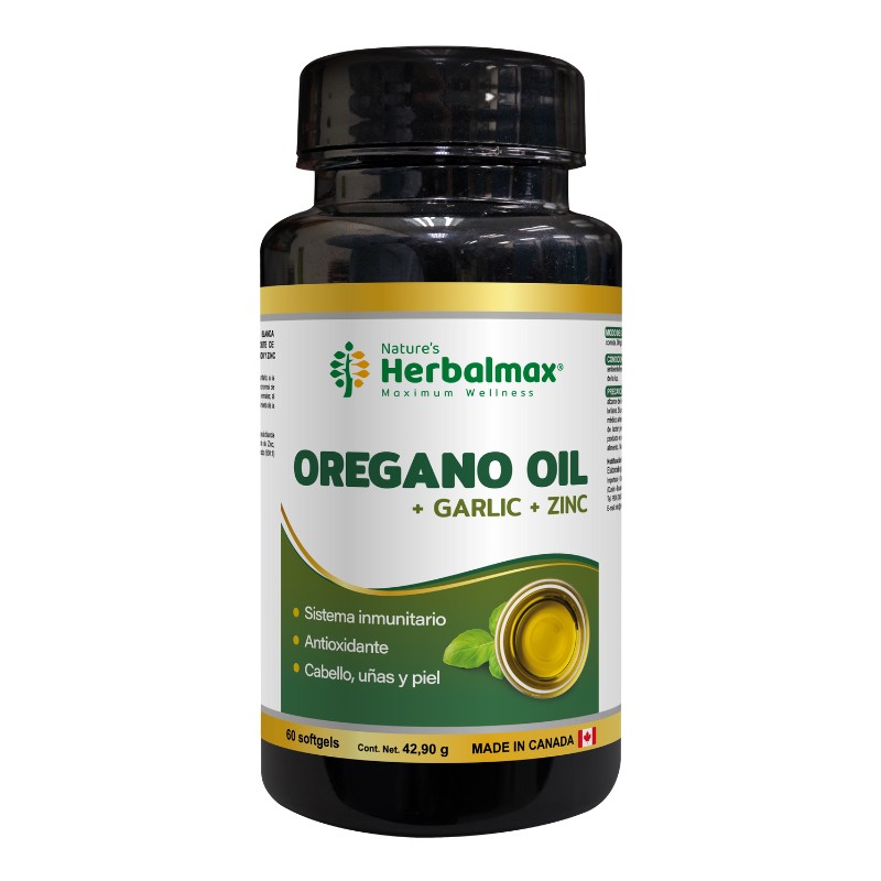 OREGANO OIL+GARLIC+ZINC 60 SOFTGEL 715 MG HERBALMAX 