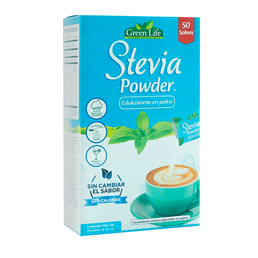 STEVIA POWDER 50 SOBRES GREEN LIFE