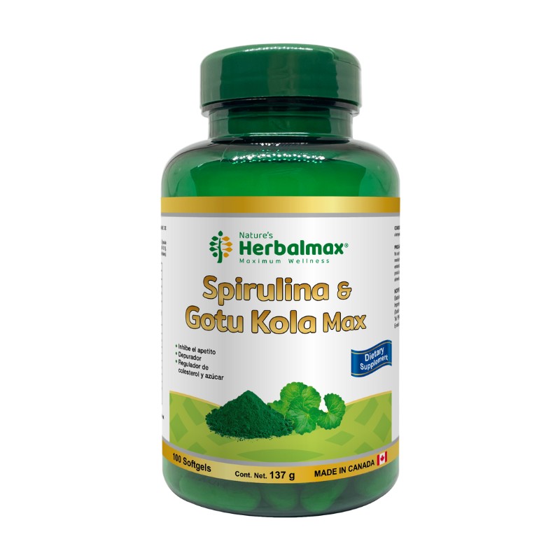 SPIRULINA & GOTU KOLA MAX 100 SOFTGEL 1370 MG HERBALMAX