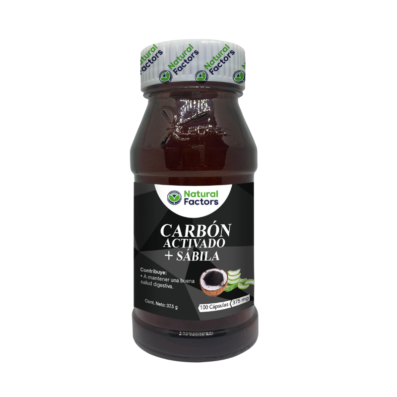 CARBON ACTIVADO + SABILA 100 CAPSULAS 375 MG FACTORS