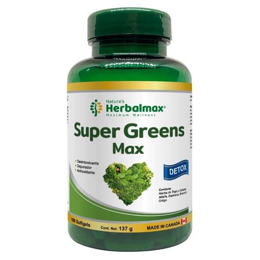 [HMX-0054] SUPER GREENS MAX 100 SOFTGEL 1370 MG HERBALMAX