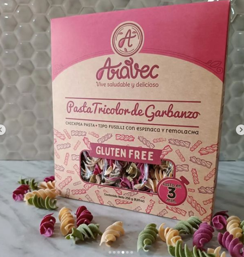 [AVC-0003] PASTA TRICOLOR DE GARBANZO TIPO FUSILLI CON ESPINACA Y REMOLACHA 250 G ARAVEC