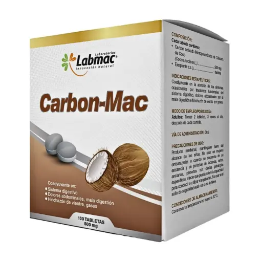 [LBM-0044] CARBON MAC BLISTER 100 TABLETAS 500 MG LABMAC
