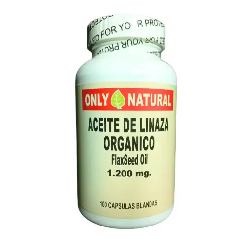 [ONL-0040] ACEITE DE LINAZA ORGANICO FLAXSEED OIL 100 CAPSULAS 1200 MG ONLY NATURAL