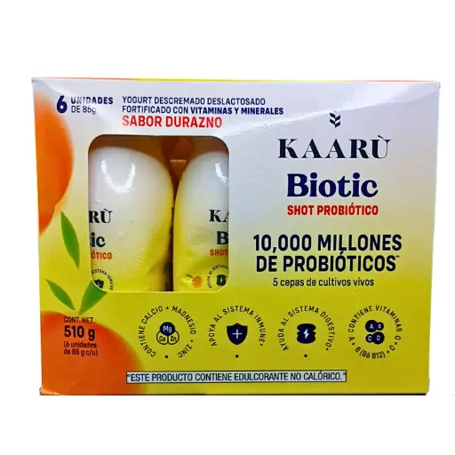[KAR-0017] PACK YOGURT PROBIOTICOS 6 SHOTS 85 G DURAZNO