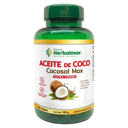 [HMX-0061] ACEITE DE COCO COCOSOL MAX 100 SOFTGELS 1500 MG HERBALMAX
