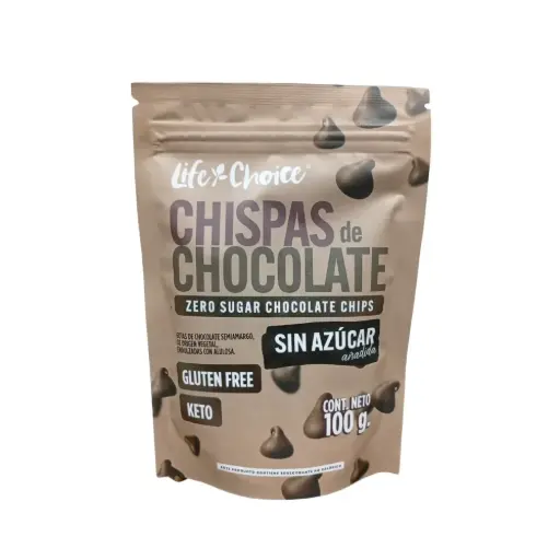 [LCH-0016] CHISPAS DE CHOCOLATE SIN AZUCAR 100 G LIFE CHOICE