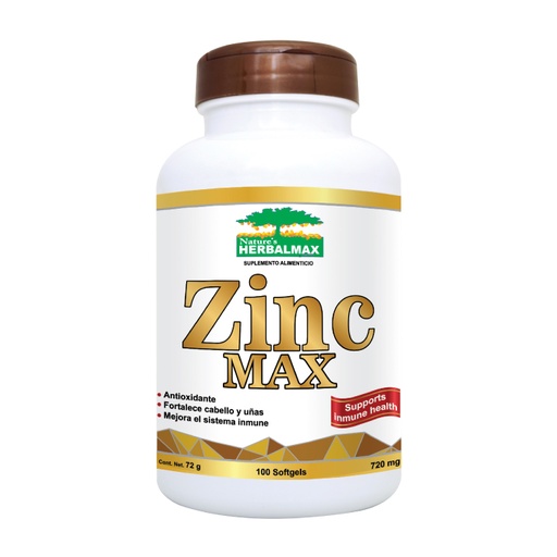 [HMX-0055] ZINC MAX CHELATED 100 SOFTGEL 720 MG HERBALMAX