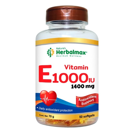 [HMX-0027] VITAMIN E 1000 IU 50 SOFTGEL 1400 MG HERBALMAX