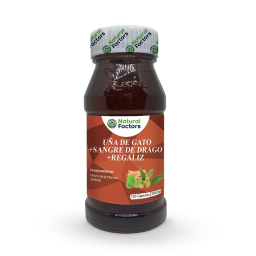 [NTF-0009] UÑA DE GATO + SANGRE DE DRAGO + REGALIZ 100 CAPSULAS FACTORS