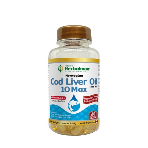 [HMX-0052] COD LIVER OIL 10 MAX 110 SOFTGEL 1499 MG HERBALMAX