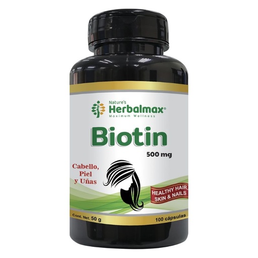 [HMX-0032] BIOTIN 100 CAPSULAS 500 MG HERBALMAX