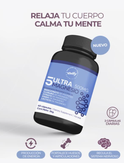 Ultra Magnesio - 60 Cápsulas 500 MG